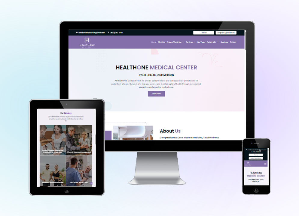 HealthOne Medical Center website design by Arif