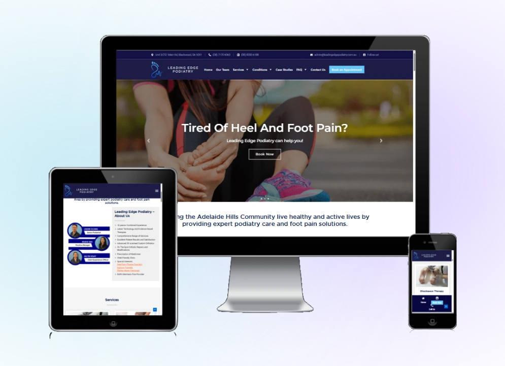 Leading Edge Podiatry website design by Arif