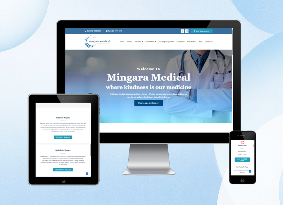 Mingara Medica website design by Arif