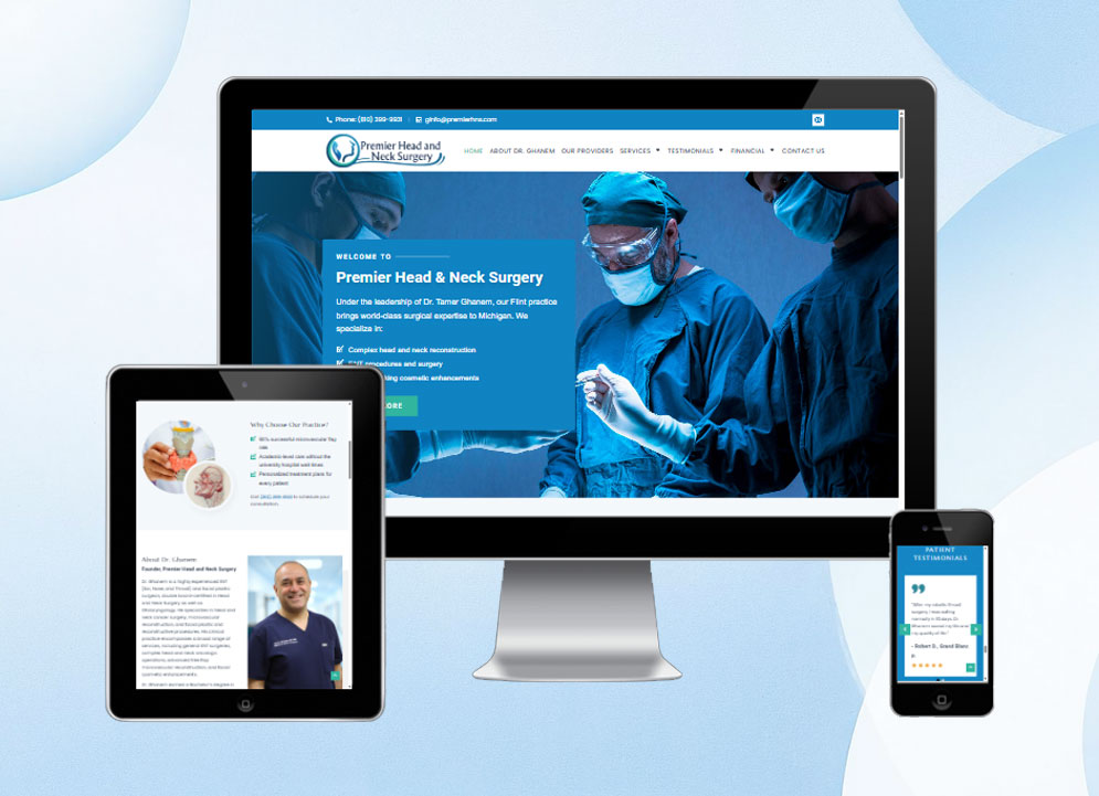 Premier Head & Neck website design by Arif
