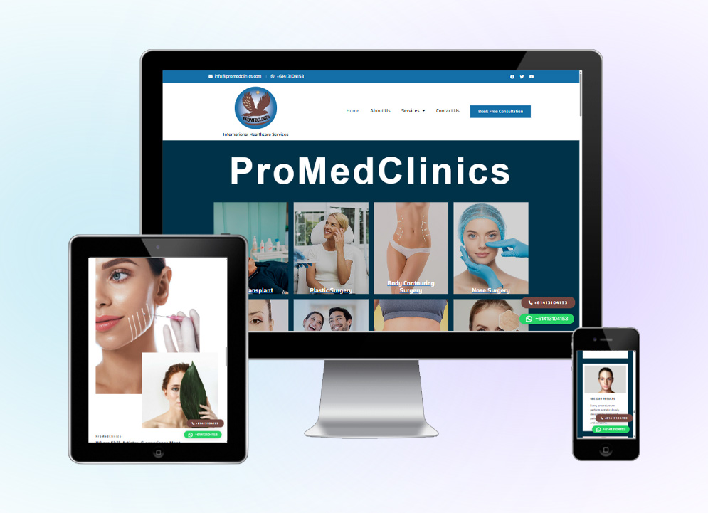ProMedClinics website design by Arif