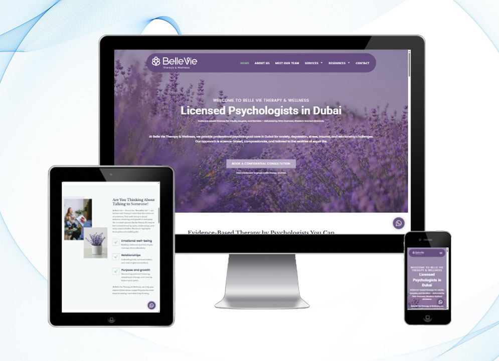 Belle Vie Therapy website design by Arif
