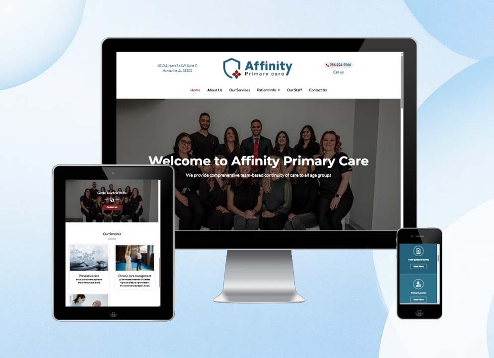 Affinity Primary Care website design by Arif