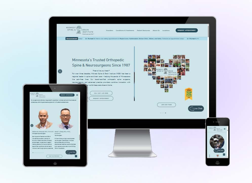 Midwest Spine & Brain website design by Arif